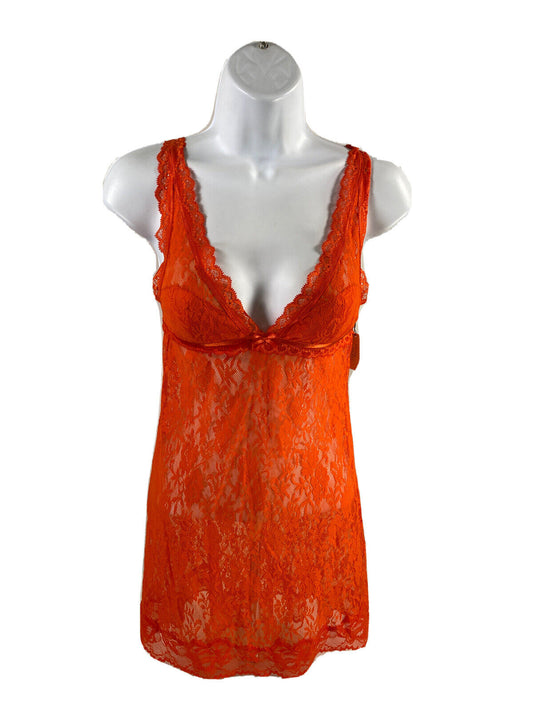 NEW Victoria's Secret Orange Lace Open Back Nightgown Top - S