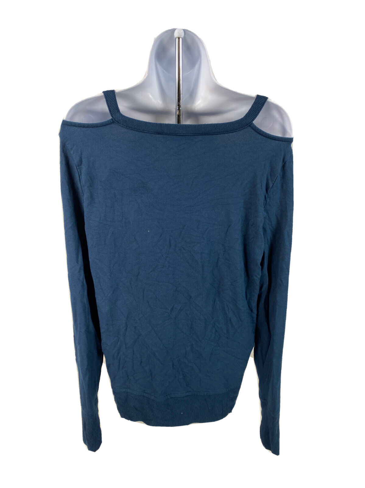 Athleta Camisa de punto de rizo de manga larga azul con hombros descubiertos para mujer - S