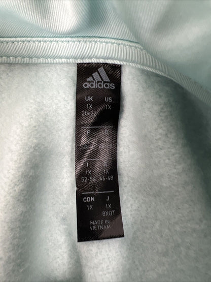 Adidas Women's Blue Dot Print Logo Pull Over Hoodie - Plus 1X
