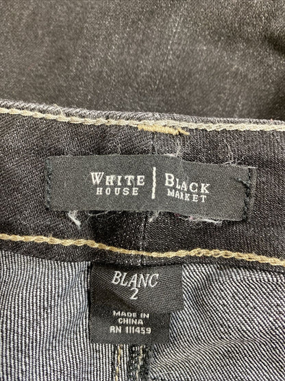 White House Black Market Women's Black Blanc Cropped Jeans - 2