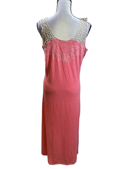 Soft Surroundings Women's Pink Embroidered Maxi Dress - M