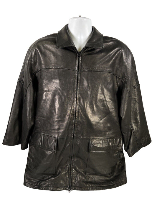Danier Men's Black Genuine Leather Full Zip Jacket - L