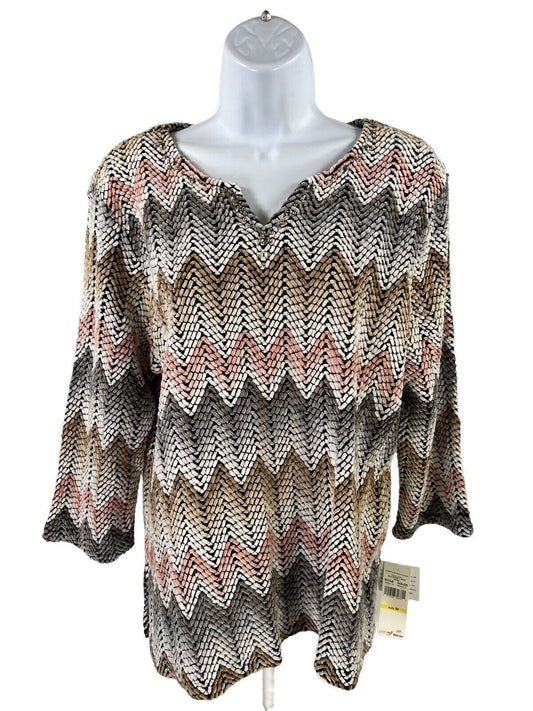 NEW Alfred Dunner Women's Multi-Color Striped V-Neck Sweater - M