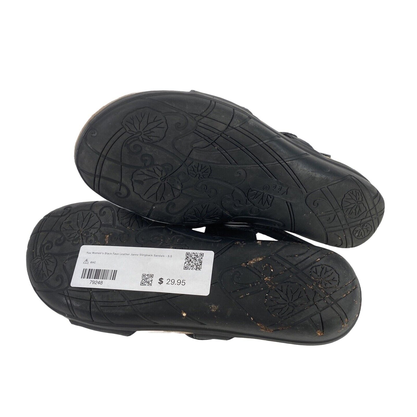 Yuu Women's Black Faux Leather Janne Slingback Sandals - 5.5