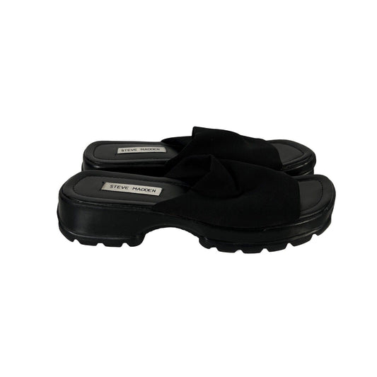Steve Madden Women's Black Fabric Platform Slide Sandals - 10