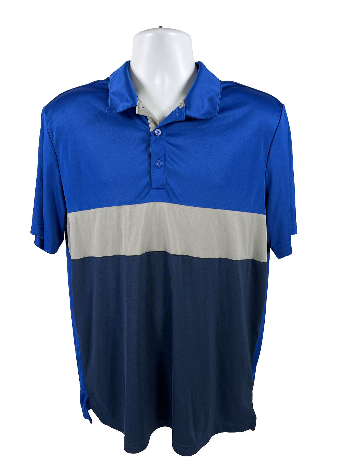 adidas Men's Blue Short Sleeve Polyester Golf Polo Shirt - L