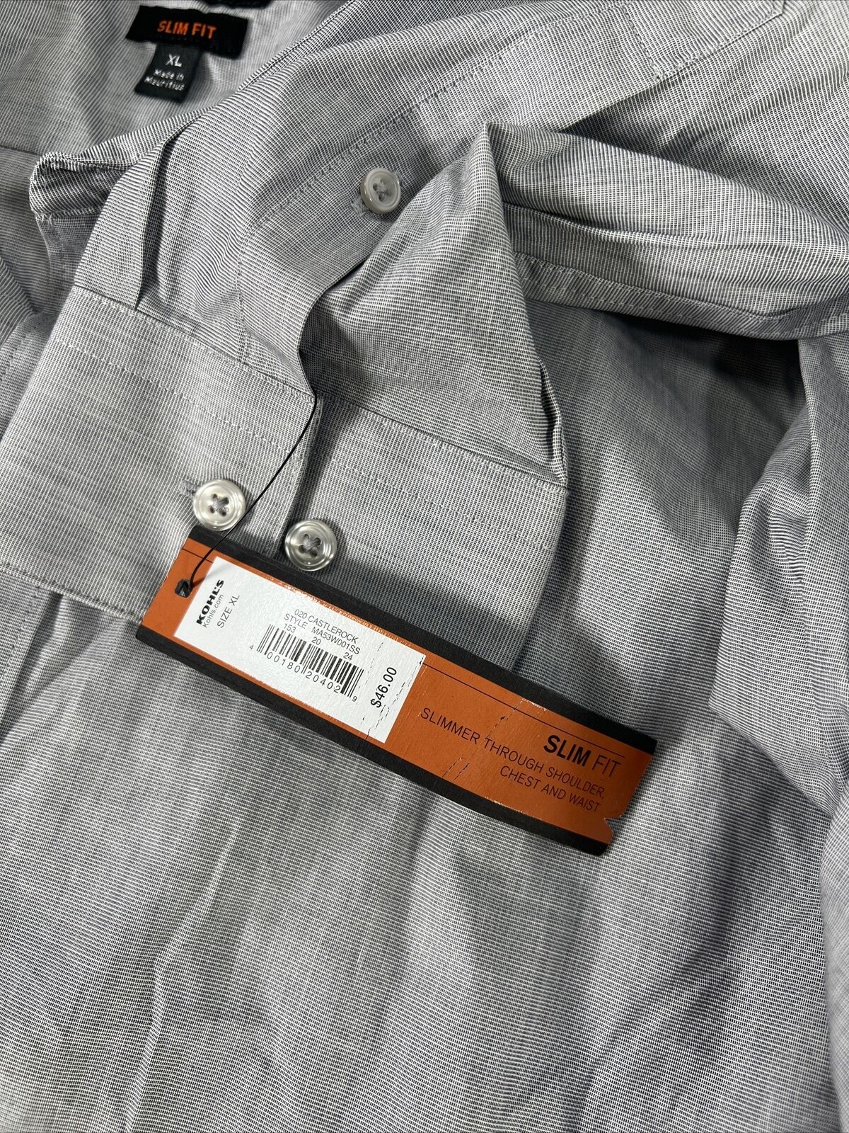 NEW Apt.9 Men's Gray Slim Fit Button Up Casual Shirt - XL
