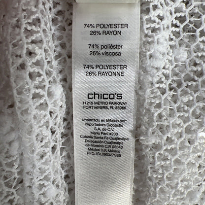 Chico's Women's White Thin Open Knit Full Zip Hoodie Coverup - 0/US S