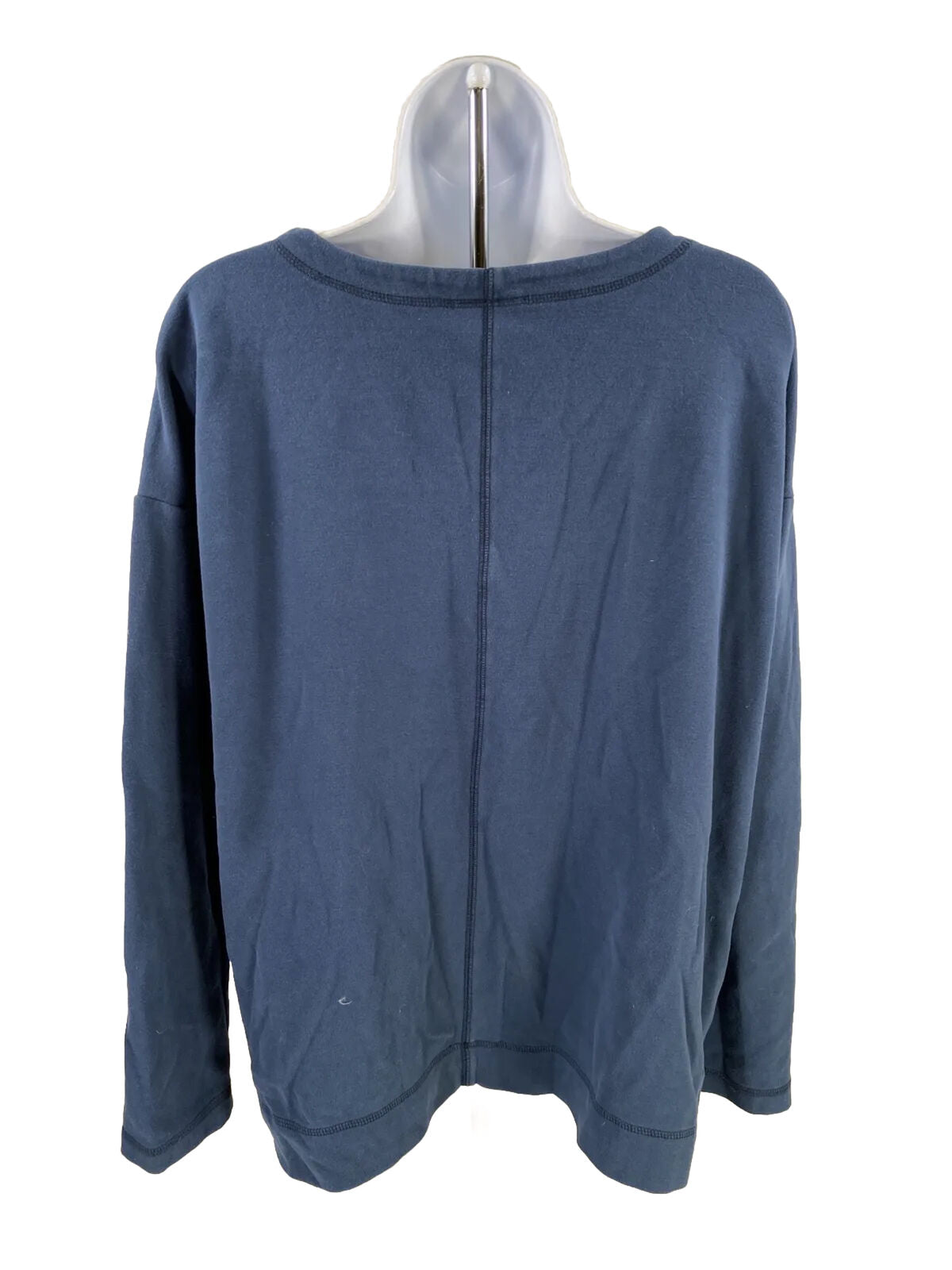 Pure Jill Women's Blue Long Sleeve Crewneck Oversized Shirt - L