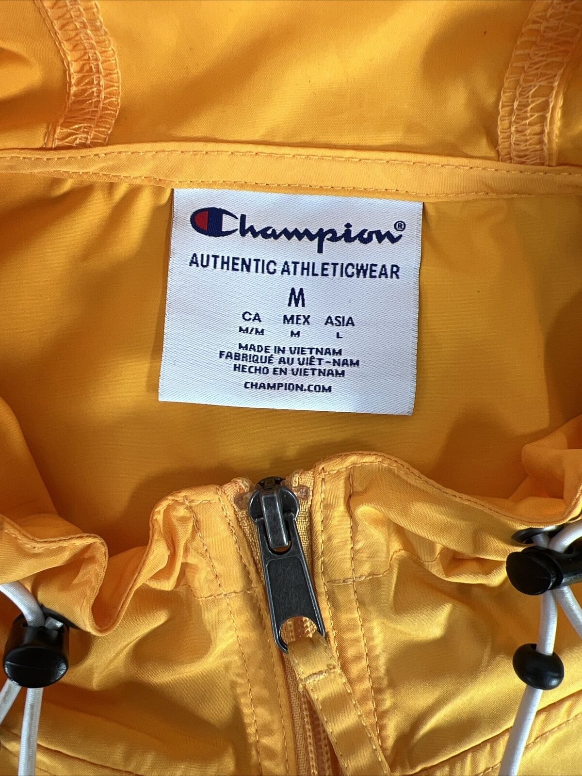 Champion Men's Orange/Gold Long Sleeve Hooded Windbreaker Jacket - M
