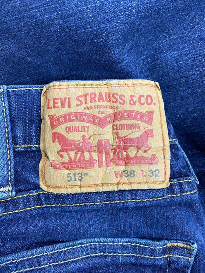 Levis Men's Dark Wash 513 Slim Straight Denim Jeans - 38x32