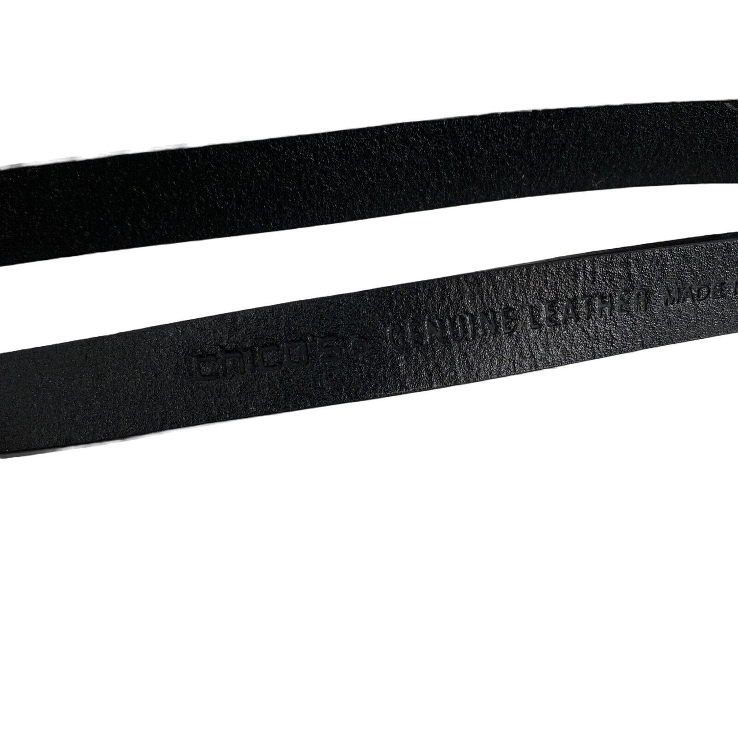 NEW Chico's Women's Black Genuine Leather Derby Double Belt - M
