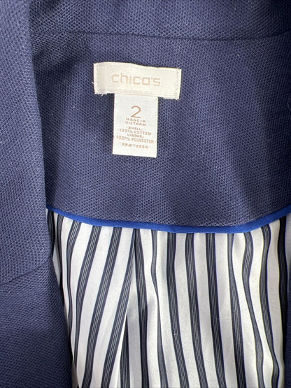 Chico's Chaqueta tipo blazer azul marino con 2 botones para mujer - 2/US 12