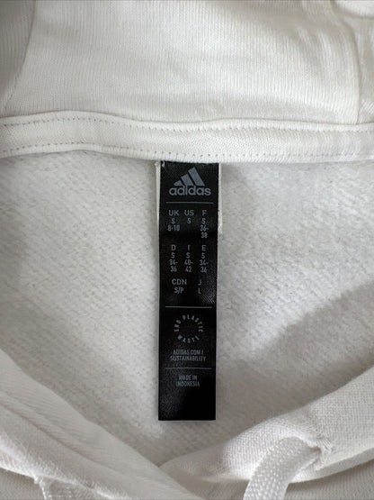 Sudadera con capucha adidas de manga larga para mujer, color blanco, talla S