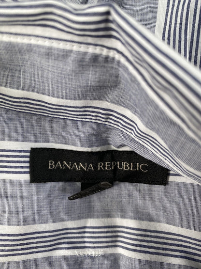 Banana Republic Women's Blue Striped Long Sleeve Button Up Shirt - S