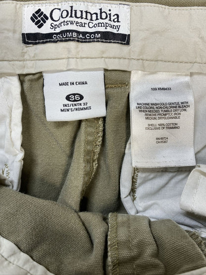 Columbia Pantalones casuales de pierna recta de algodón beige para hombre - 36x32