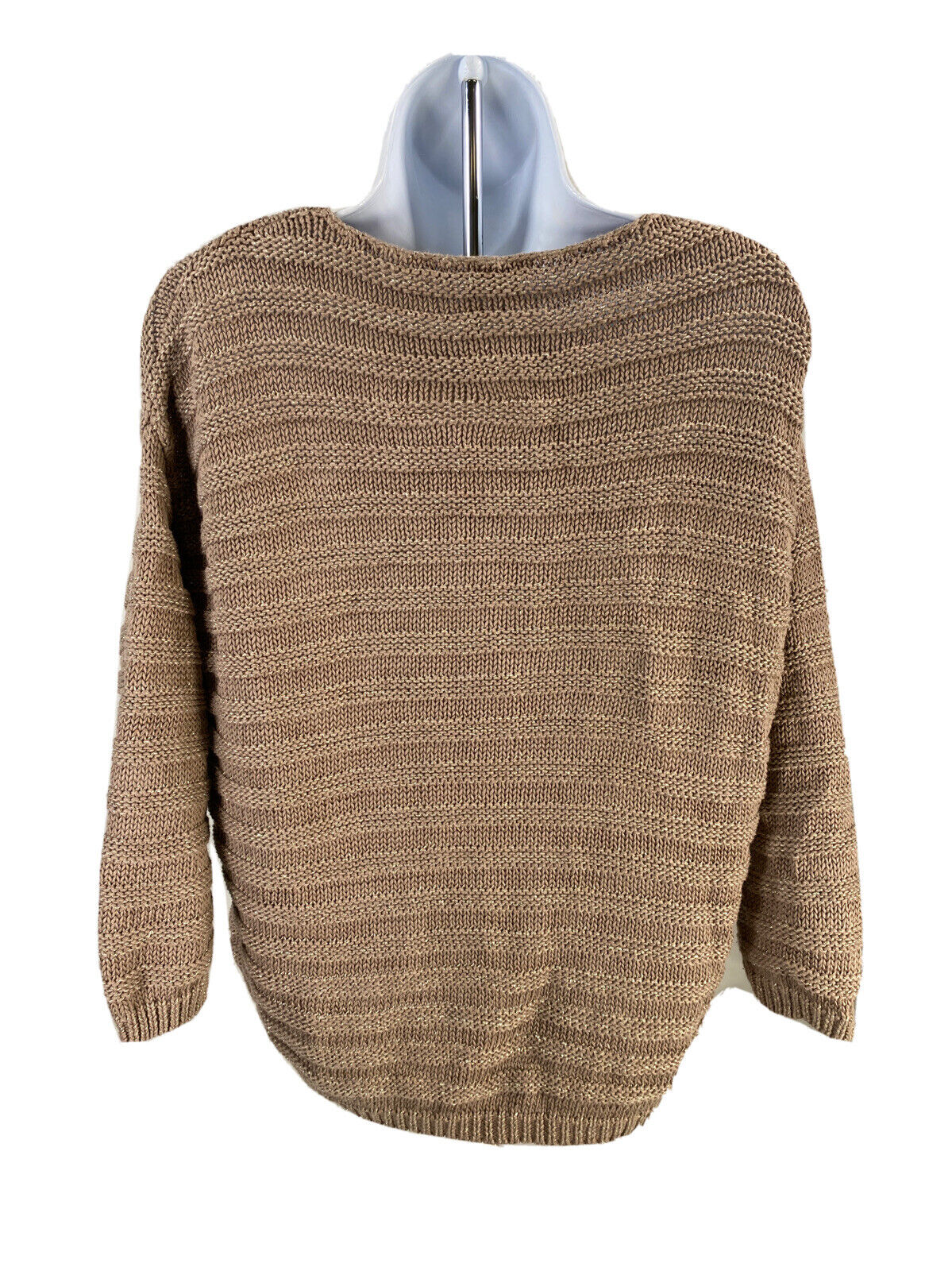 Chandail en tricot à manches 3/4 métallisé marron Chicos pour femme Sz 1/M