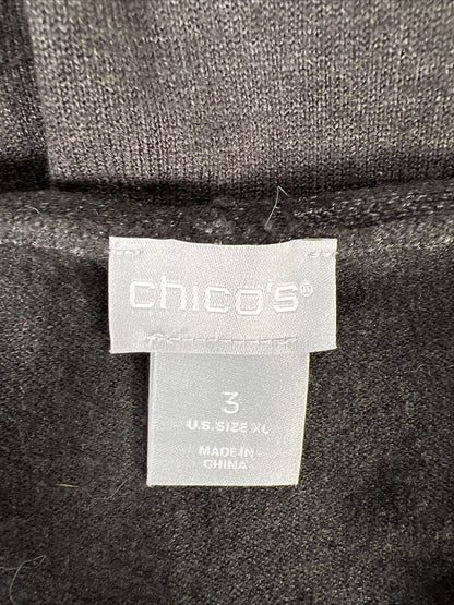 Chico's Women's Charcoal Gray Beaded V-Neck Sweater - 3/US XL