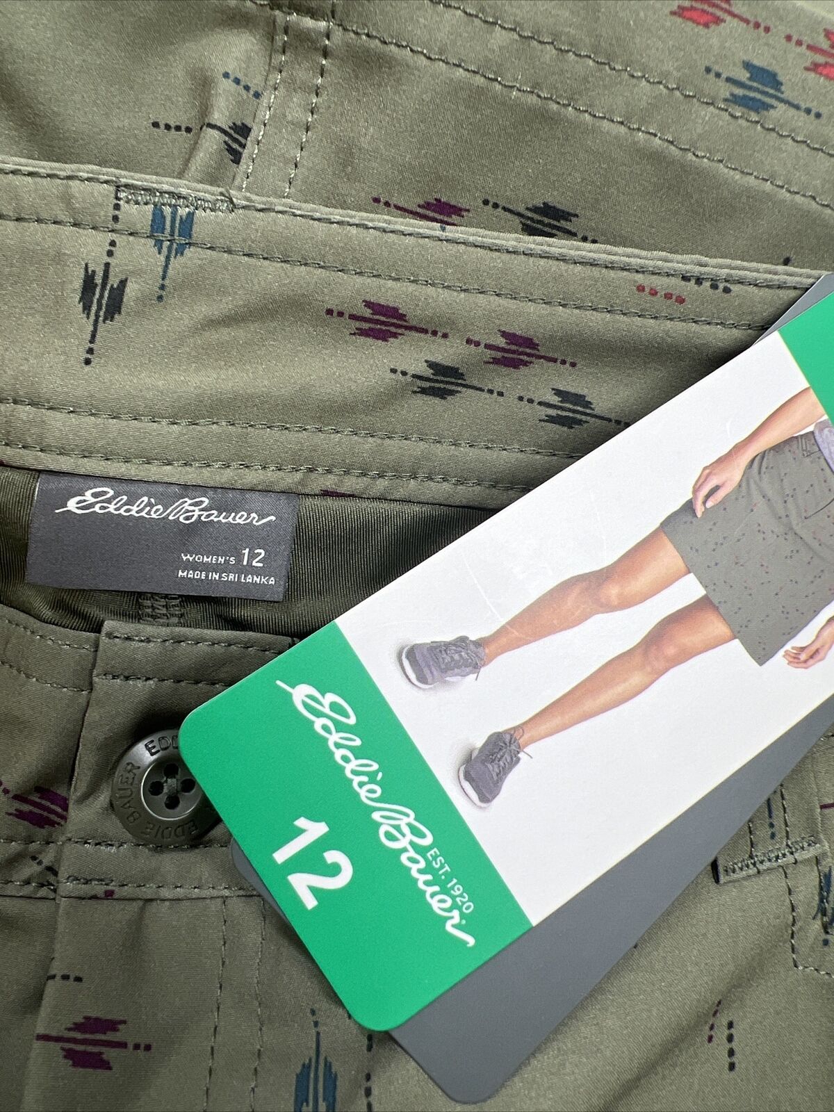NEW Eddie Bauer Women's Green Hybrid Tech Lined Skort Skirt - 12