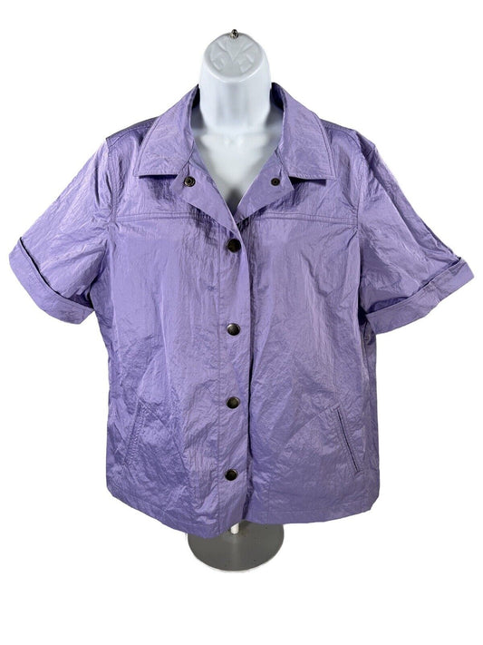 Additions by Chico's Women's Purple Short Sleeve Button Up Shirt - 3/XL