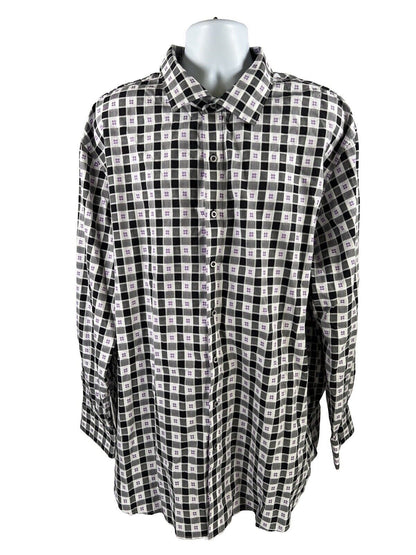 Camisa con botones de manga larga a cuadros morada/negra de Robert Graham para hombre - 3XL