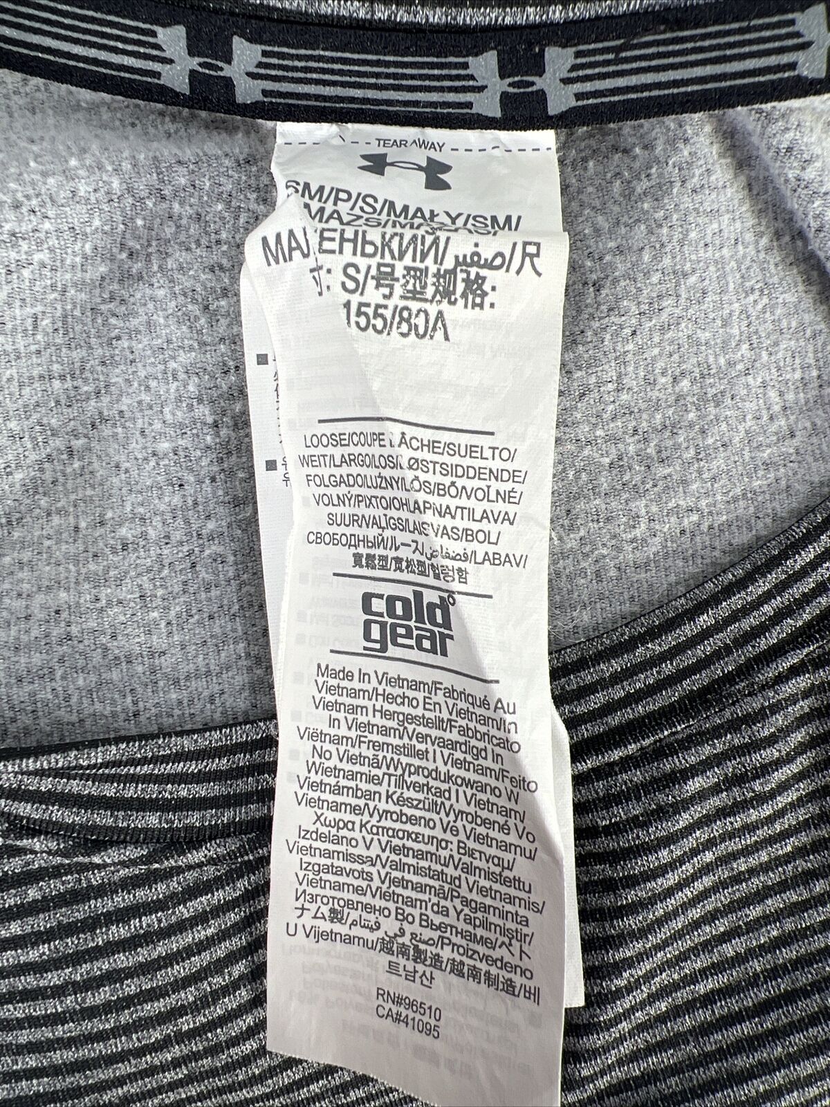 Under Armour Camiseta ColdGear con cremallera y rayas grises para mujer - S