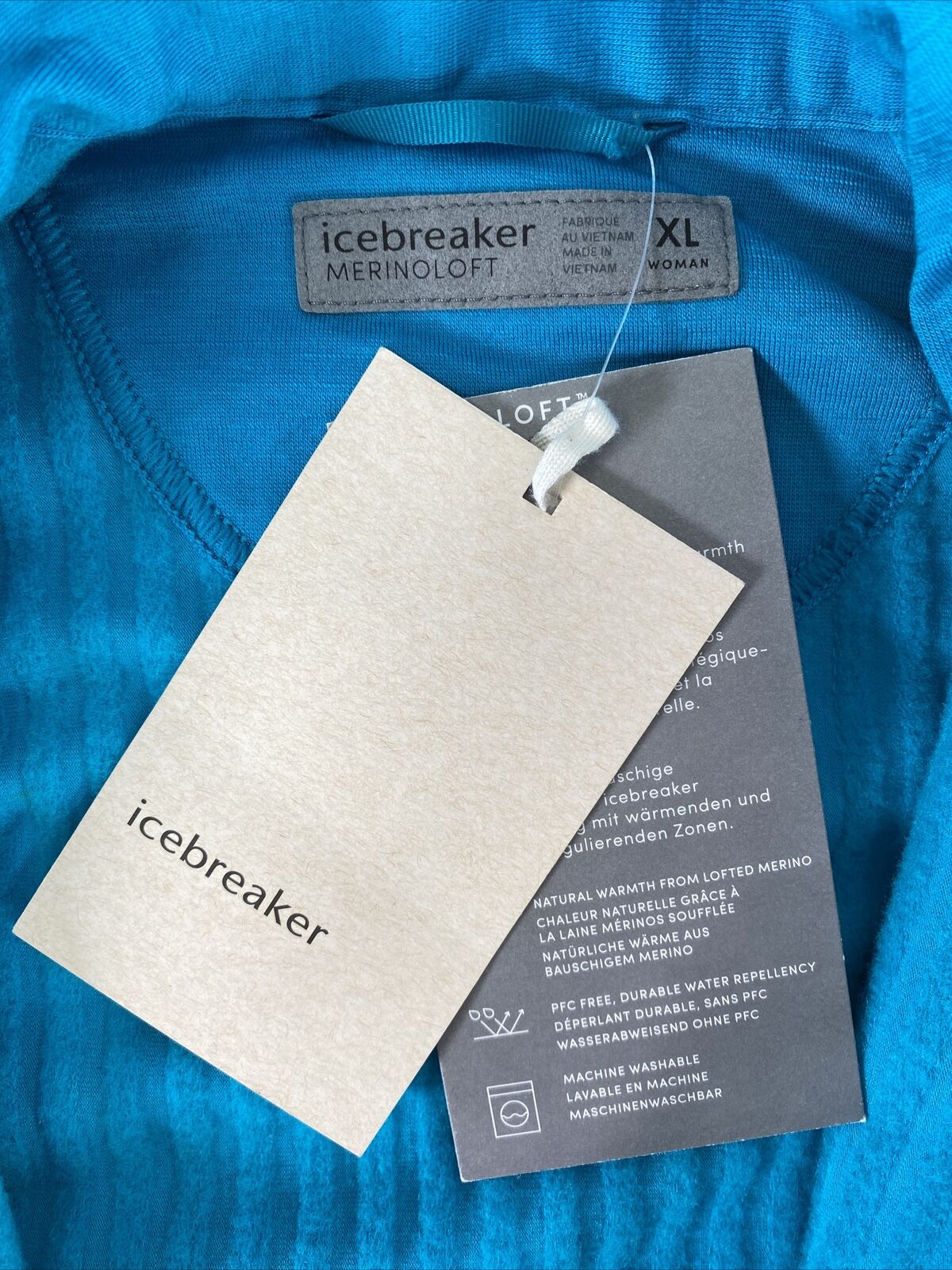 NUEVA chaqueta híbrida Icebreaker Arctic Teal Descender para mujer - XL