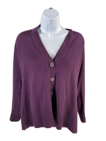 Coldwater Creek Womens Purple Long Sleeve Button Up Cardigan Sweater Sz M