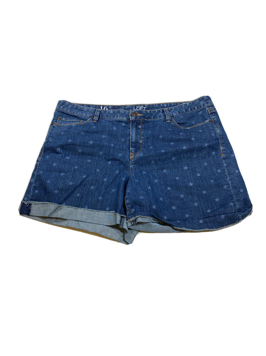 LOFT Pantalones cortos vaqueros de mezclilla con estampado de estrellas y lavado medio para mujer - 16