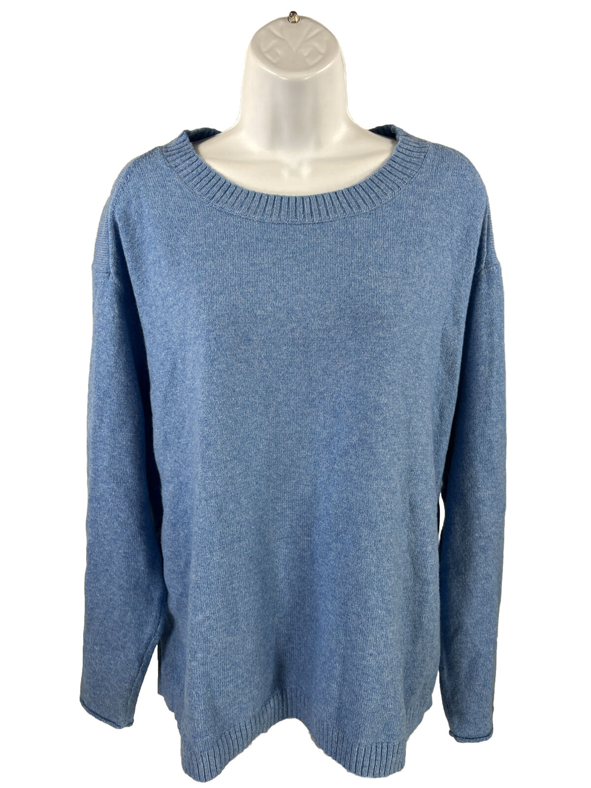 NEW J. Jill Women's Blue Long Sleeve Stretch Split Hem Sweater - L