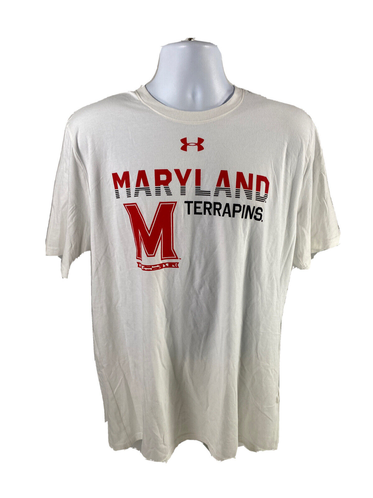 NEW Under Armour Men's White Maryland Terrapins Short Sleeve T- Shirt - M