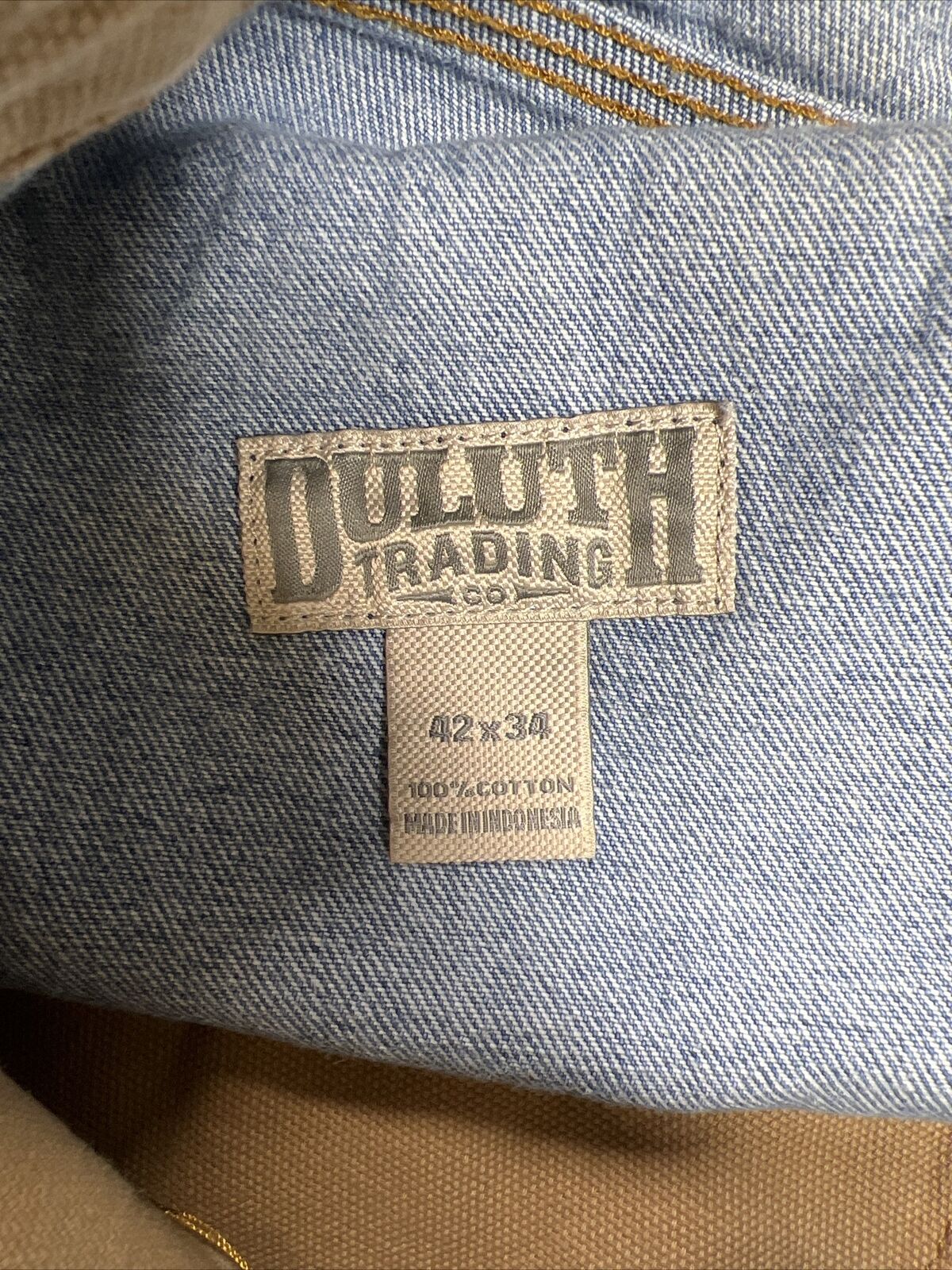 Duluth Men's Light Wash Blue Denim Straight Leg Jeans -42x34