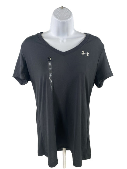 NUEVA camiseta deportiva con cuello en V UA Tech negra de Under Armour para mujer - M