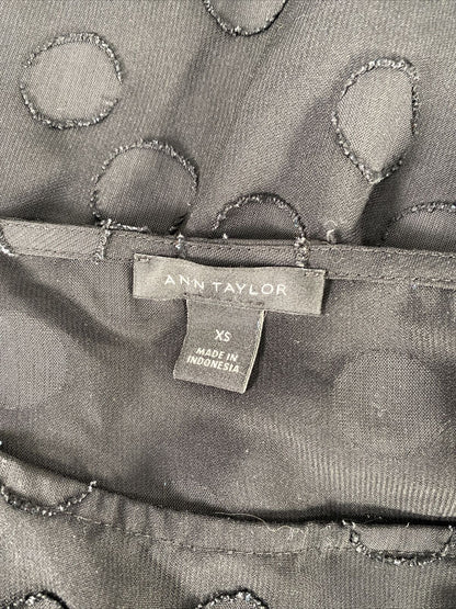 Ann Taylor Women's Black Sheer 3/4 Sleeve Blouse Sz XS