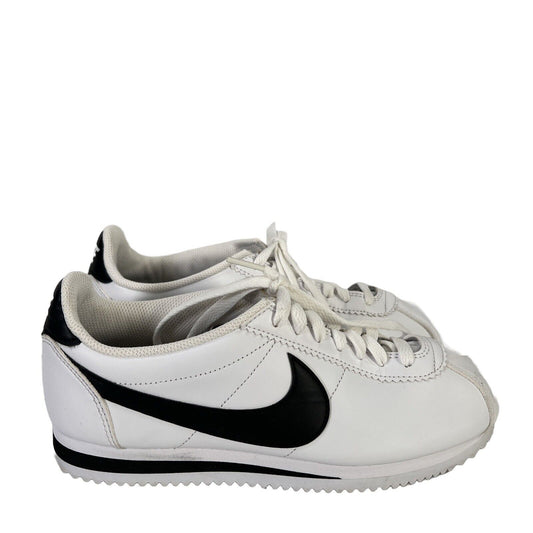 Nike Women's White/Black Classic Cortez Lace Up Sneakers - 8