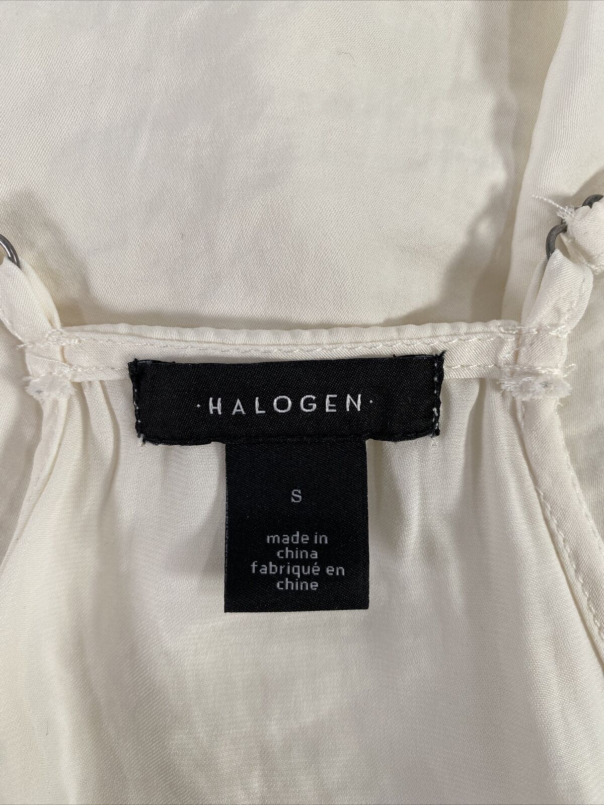 Halogen Women's Ivory/White Sleeveless Lace Trim Tank Top - S