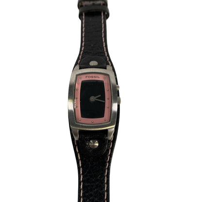 Fossil Women's Black Leather Band Electronic Background Watch