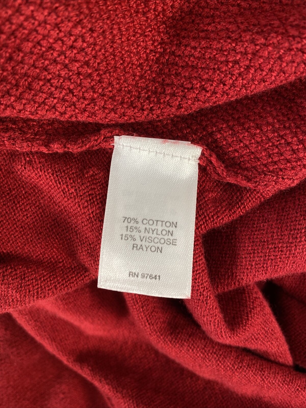 J. Jill Women's Red Cotton 3/4 Sleeve V-Neck Sweater - XL