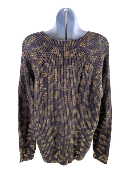 NEW Torrid Womens Gray Foiling Leopard Long Sleeve Pullover Sweater - 0/L