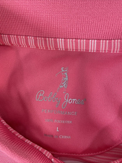 Bobby Jones Men's Pink Stripped Performance Golf Polo Shirt - L