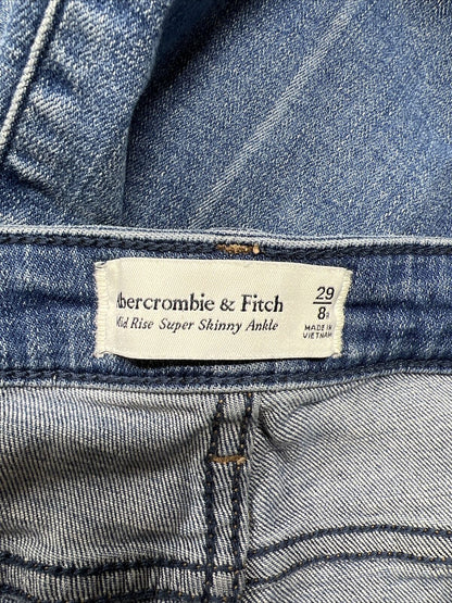Abercrombie and Fitch Women's Light Wash Mid Super Skinny Ankle Jeans - 8