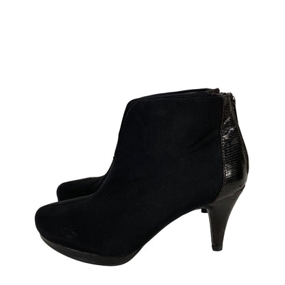 Bandolino Women's Black Fabric Back Zip Ankle Bootie Heels - 9.5 M