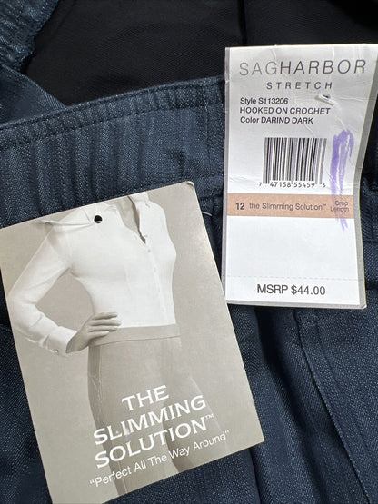 NUEVOS pantalones cortos adelgazantes de cambray azul oscuro de Sag Harbor para mujer - 12