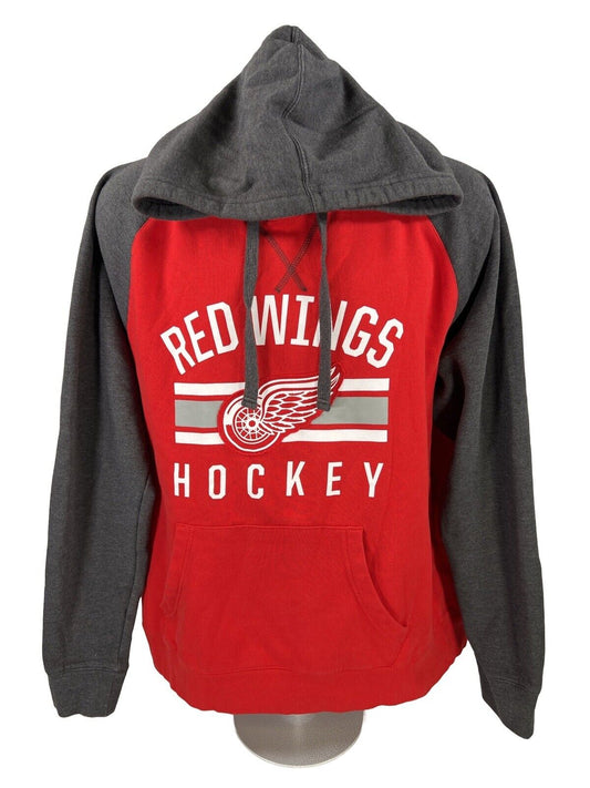 NHL Men's Red/Gray Detroit Redwings Hockey Pullover Hoodie Sweatshirt -XL