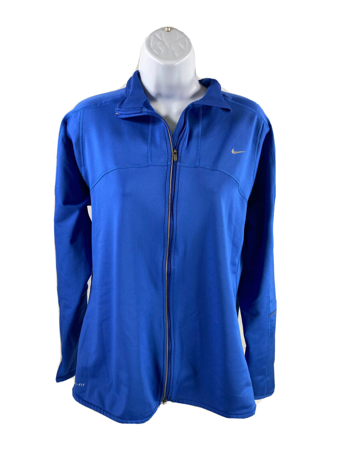 Nike Women's Blue Dri-Fit Fleece Lined Full Zip Athletic Jacket - XL