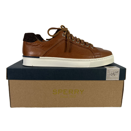 NEW Sperry Men's Brown/Tan Leather Gold Victura Lace Up Sneakers - 8.5