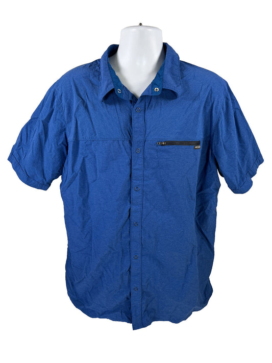Columbia Camisa Omni Shade azul con botones a presión para hombre - XXL