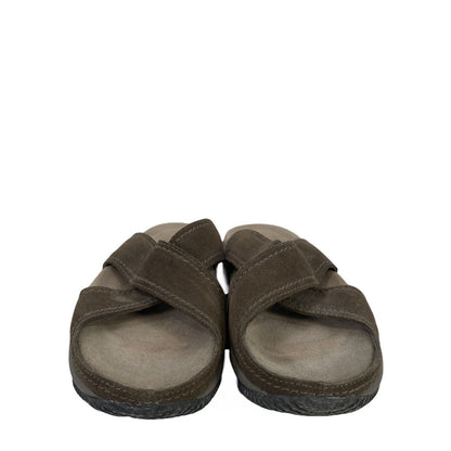 LL Bean Women's Gray Suede Slip On CrissCross Sandals - 7