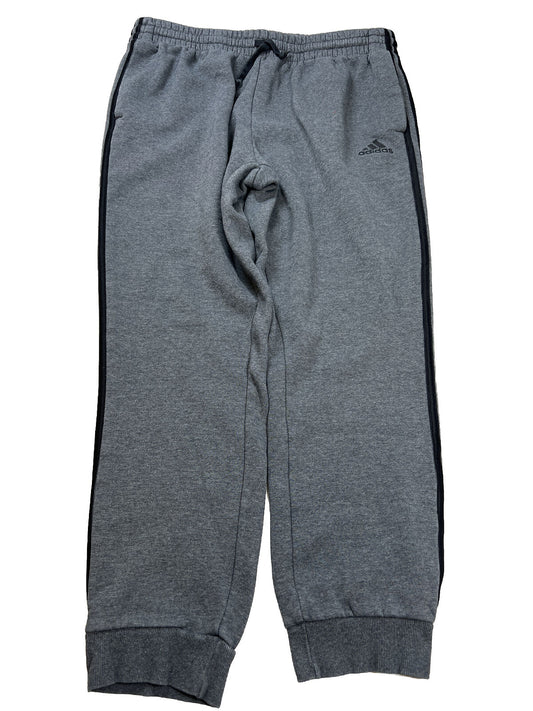 Adidas Men's Gray Essential Fleece Lined Cuffed Sweatpants - XL