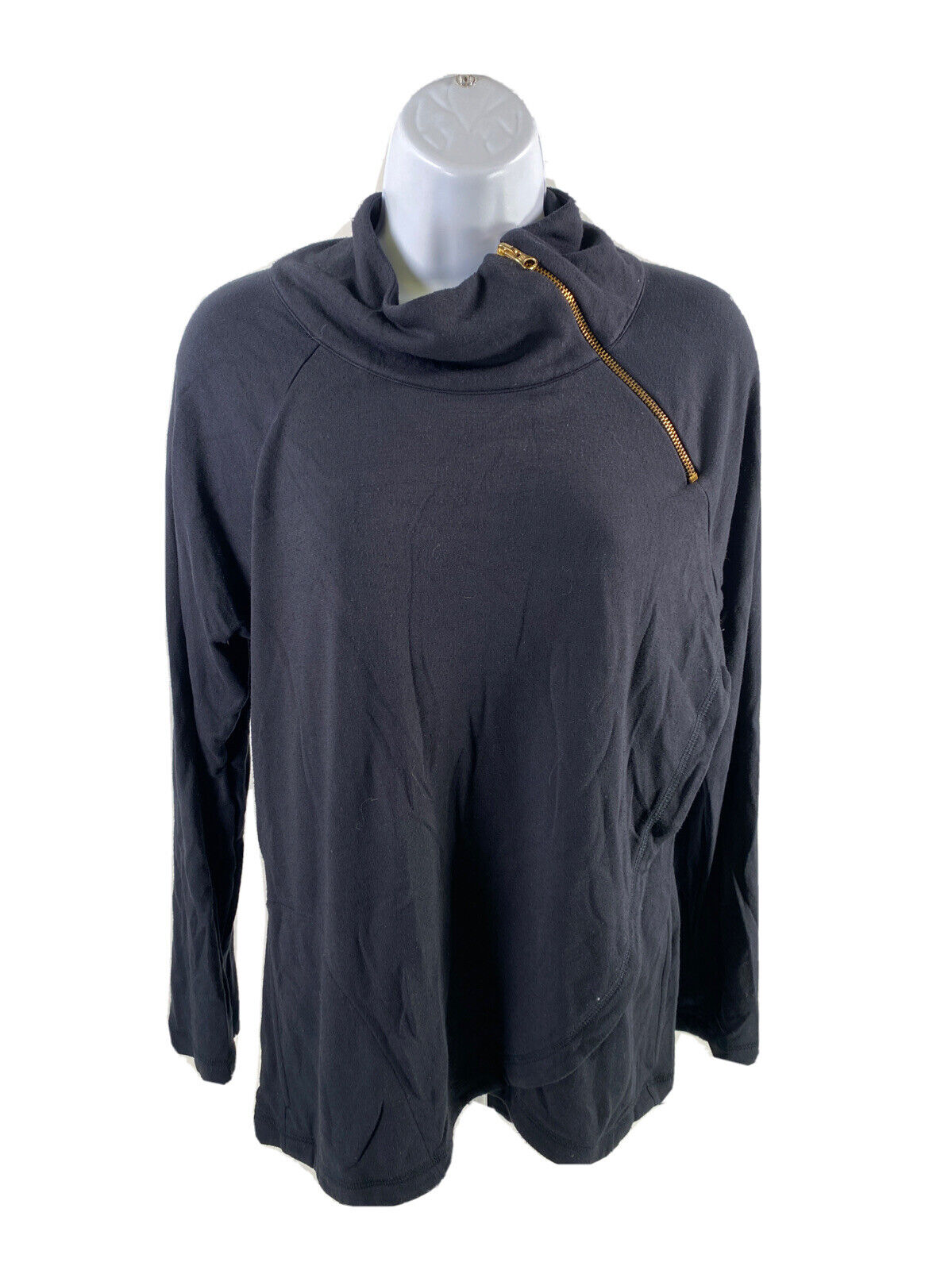 Duffield Lane Camisa casual azul de manga larga con parte delantera para mujer - M